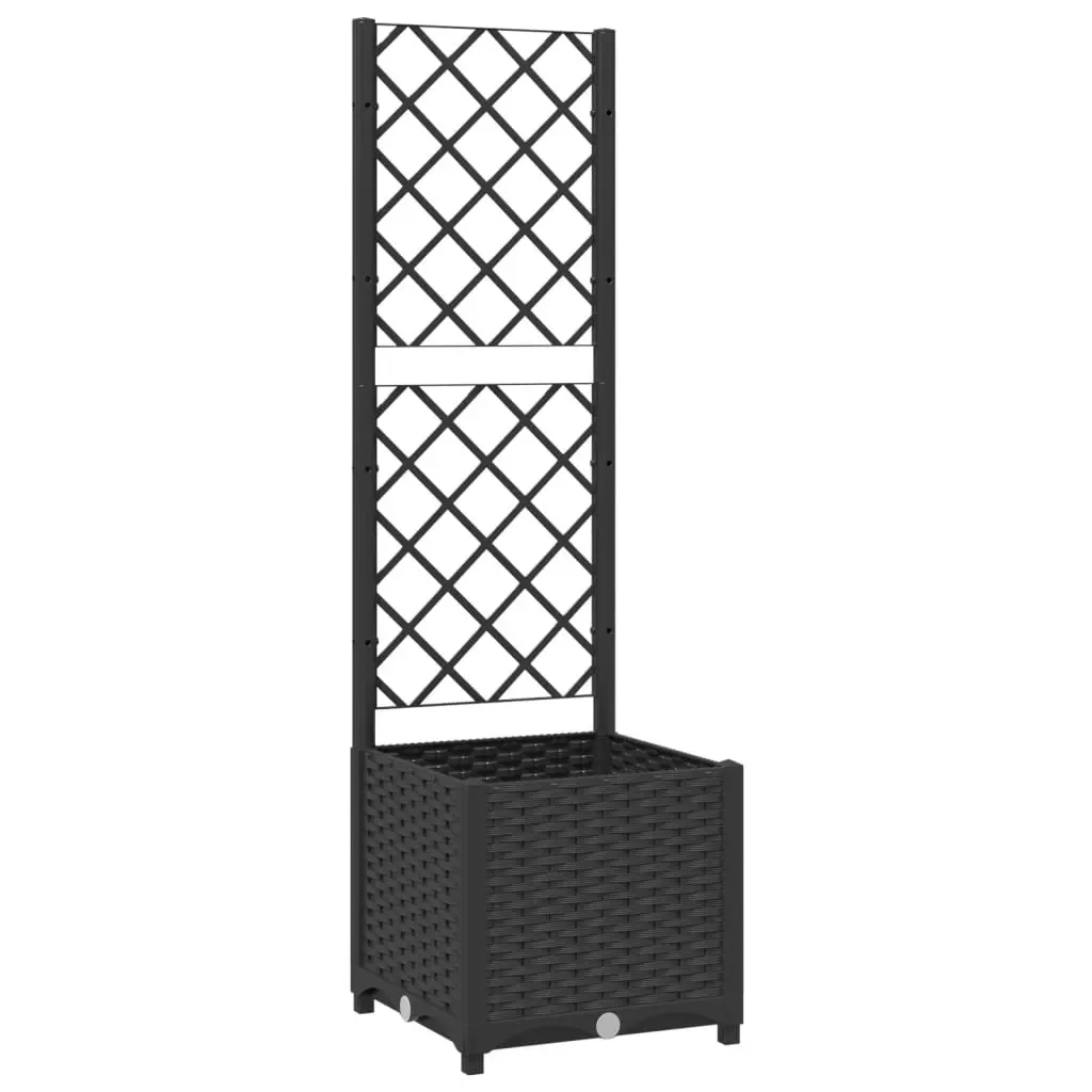 Garden Planter with Trellis Black 40x40x136 cm PP 318269 - Home & Garden