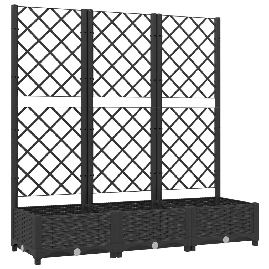 Garden Planter with Trellis Black 120x40x121.5 cm PP 318272 - Home & Garden