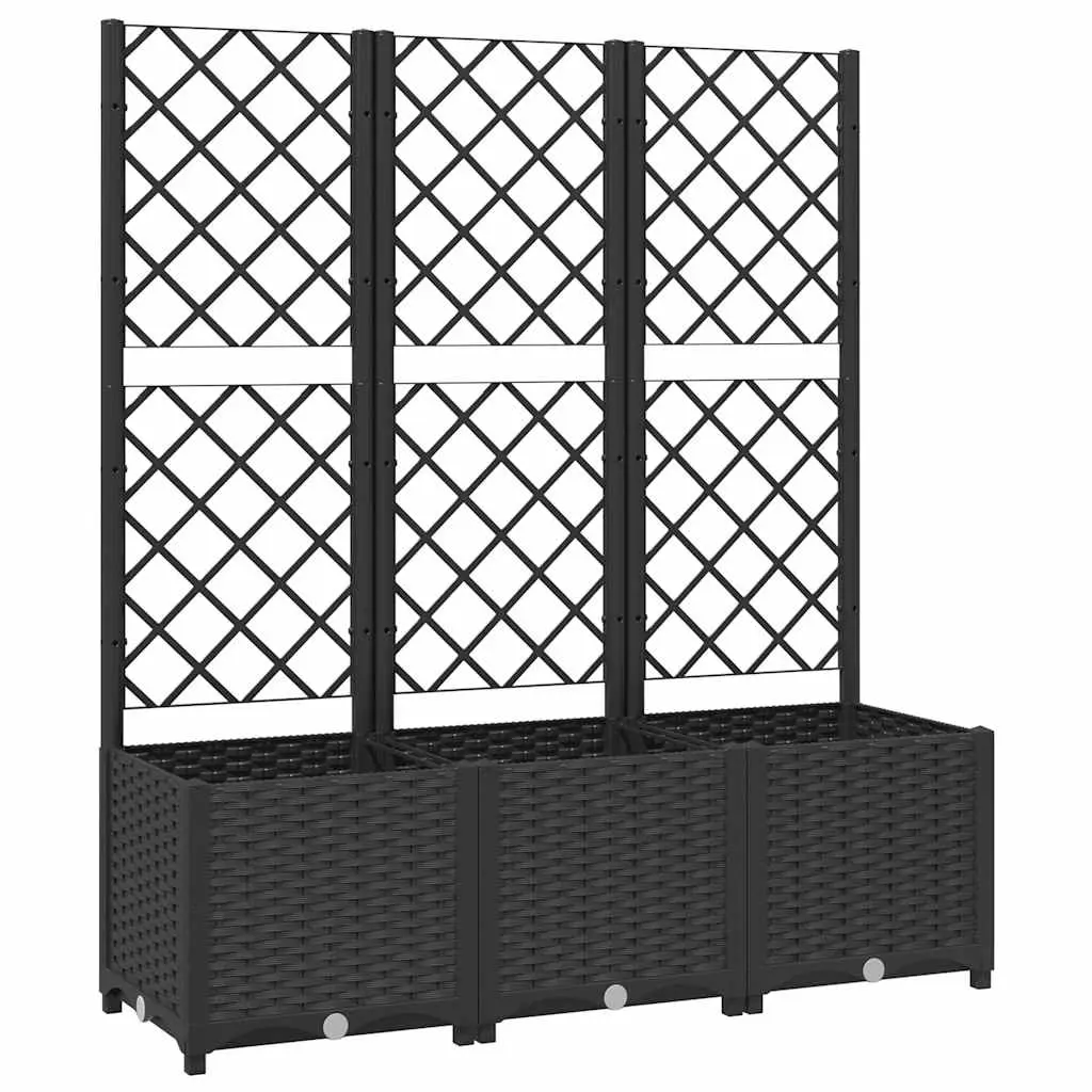 Garden Planter with Trellis Black 120x40x136 cm PP 318273 - Home & Garden