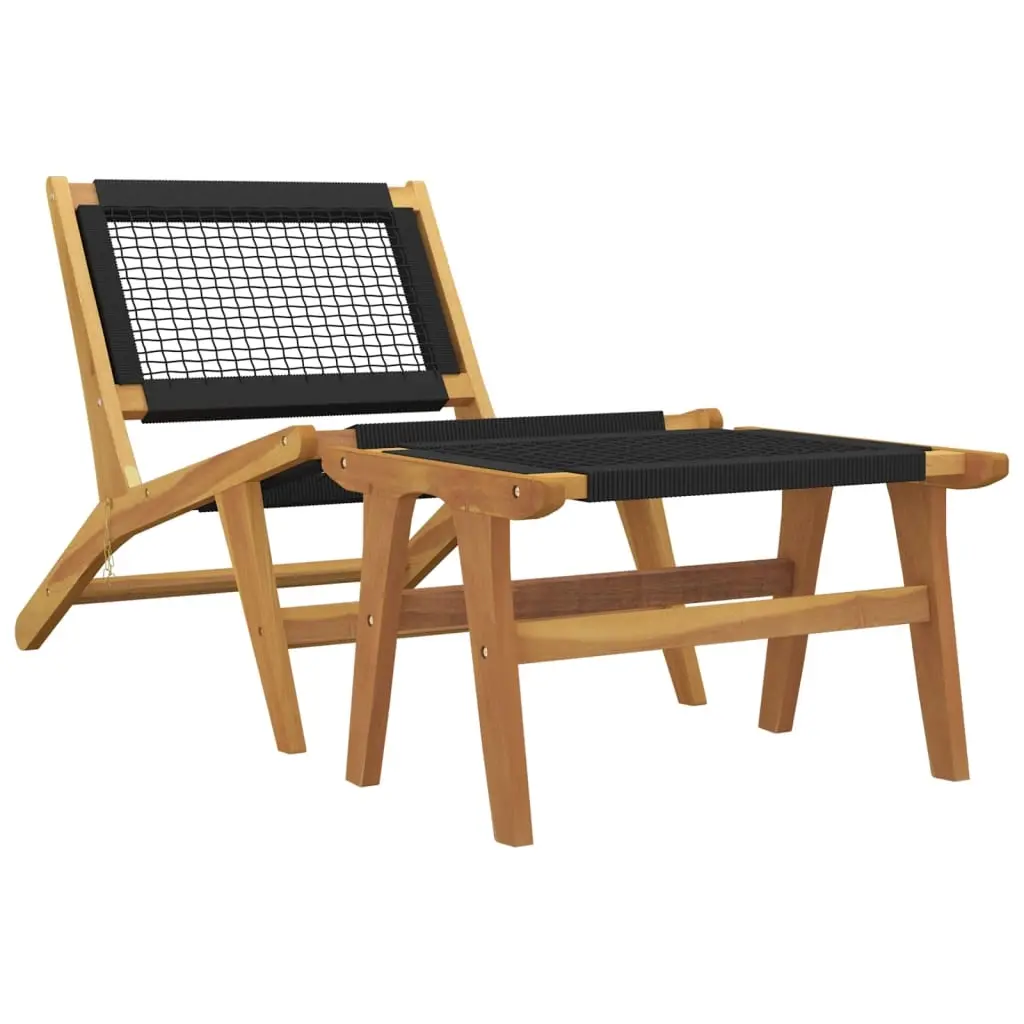 Garden Chair with Footrest Solid Wood Teak and Polyester 319155 - Furniture