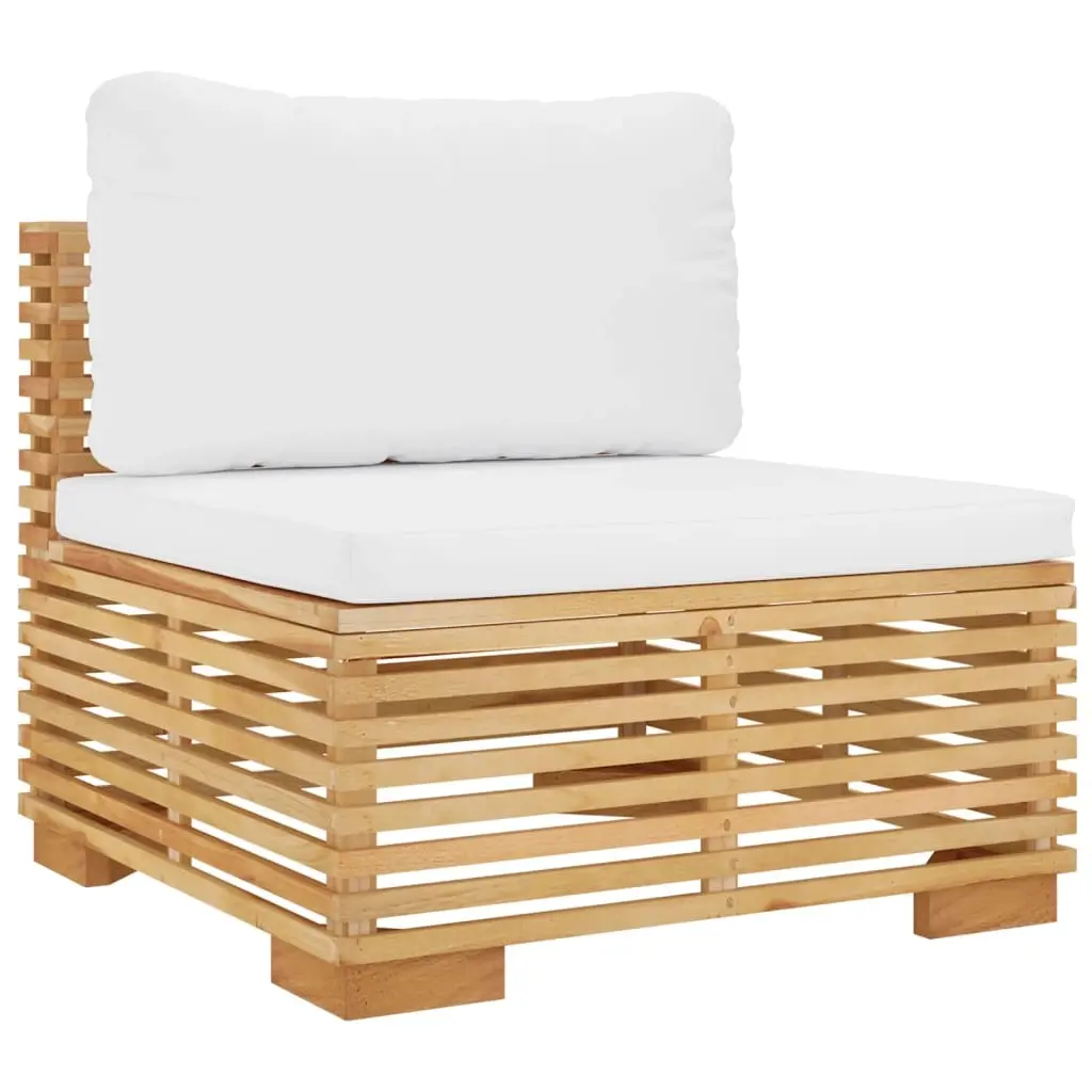 Garden Middle Sofa with Cream Cushions Solid Wood Teak 319156 - Furniture