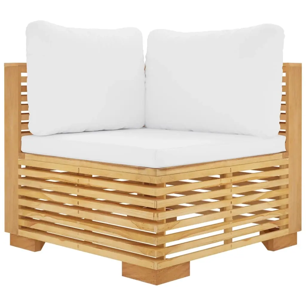 Garden Corner Sofa with Cream Cushions Solid Wood Teak 319157 - Furniture