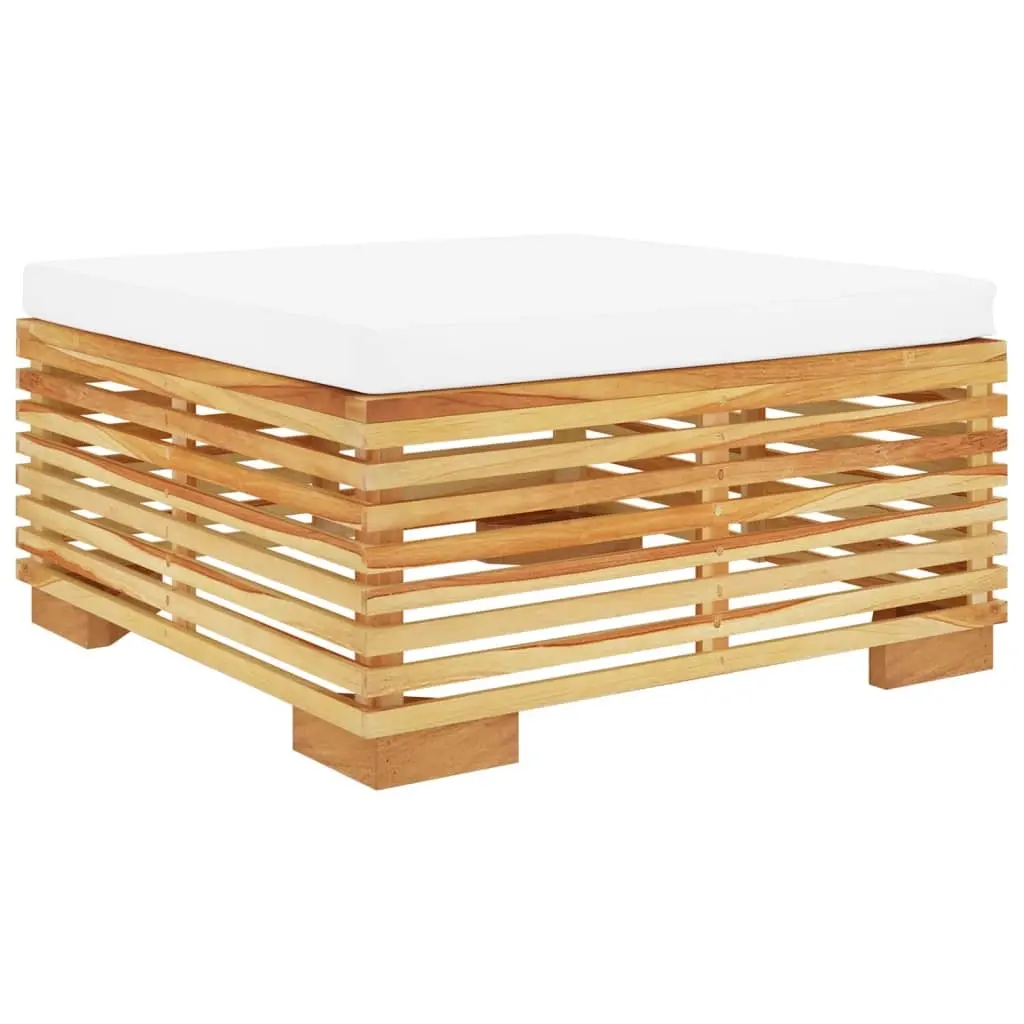 Garden Footrest with Cream Cushion Solid Wood Teak 319158 - Furniture