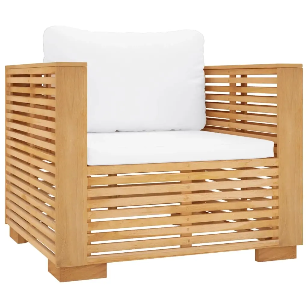 Garden Sofa Chair with Cream Cushions Solid Wood Teak 319167 - Furniture