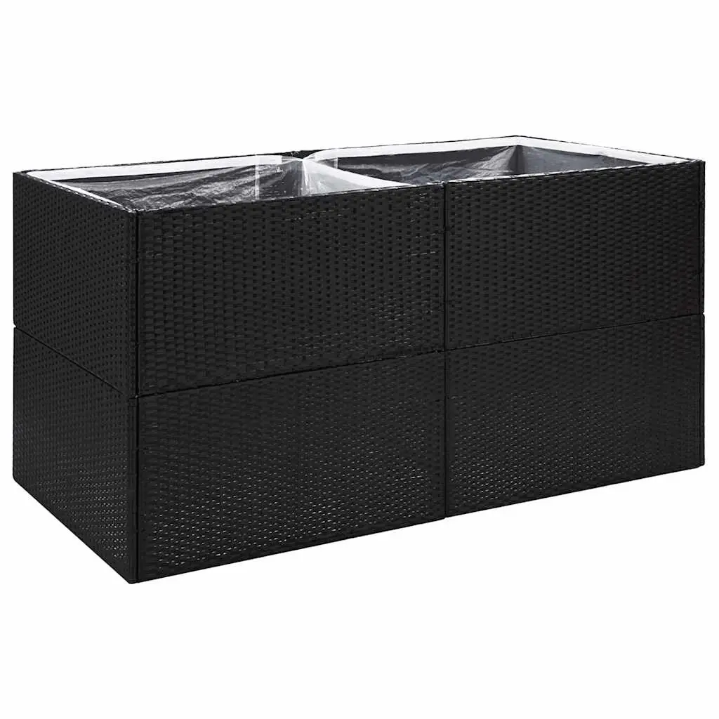 Garden Planter Black 157x80x80 cm Poly Rattan 319174 - Home & Garden