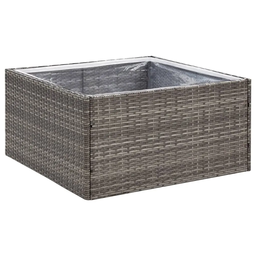 Garden Planter Grey 80x80x40 cm Poly Rattan 319175 - Home & Garden
