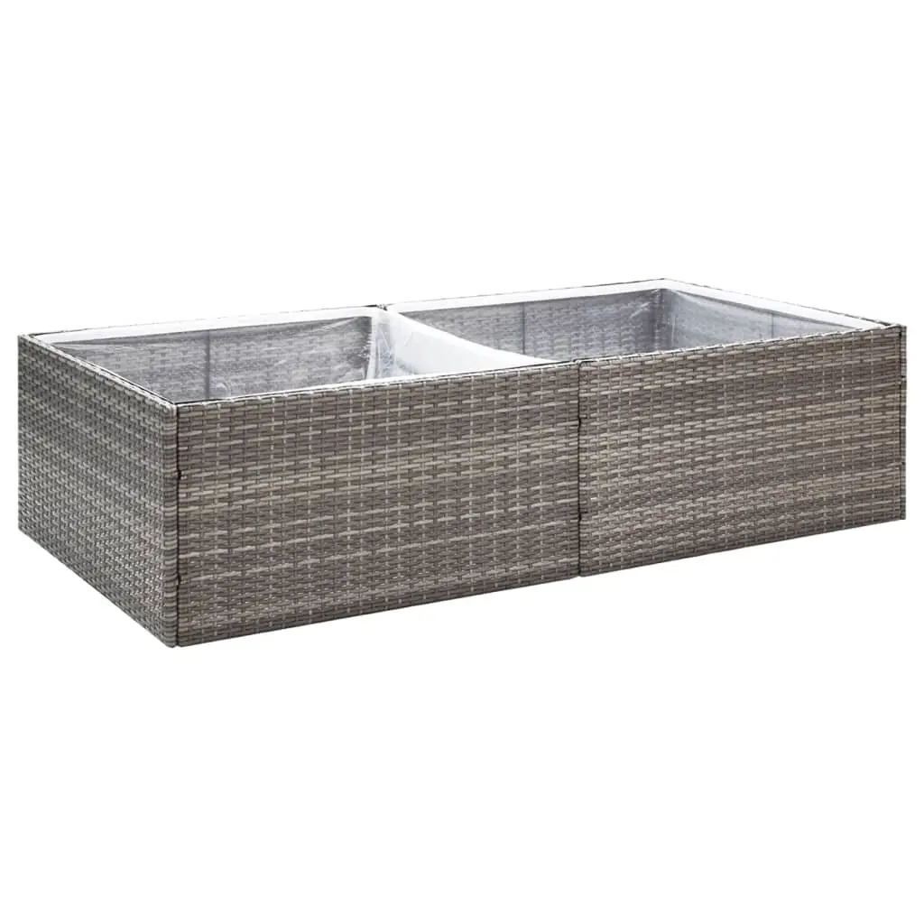 Garden Planter Grey 157x80x40 cm Poly Rattan 319176 - Home & Garden