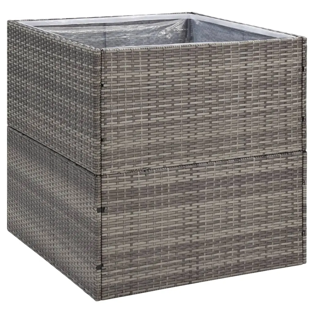 Garden Planter Grey 80x80x80 cm Poly Rattan 319177 - Home & Garden