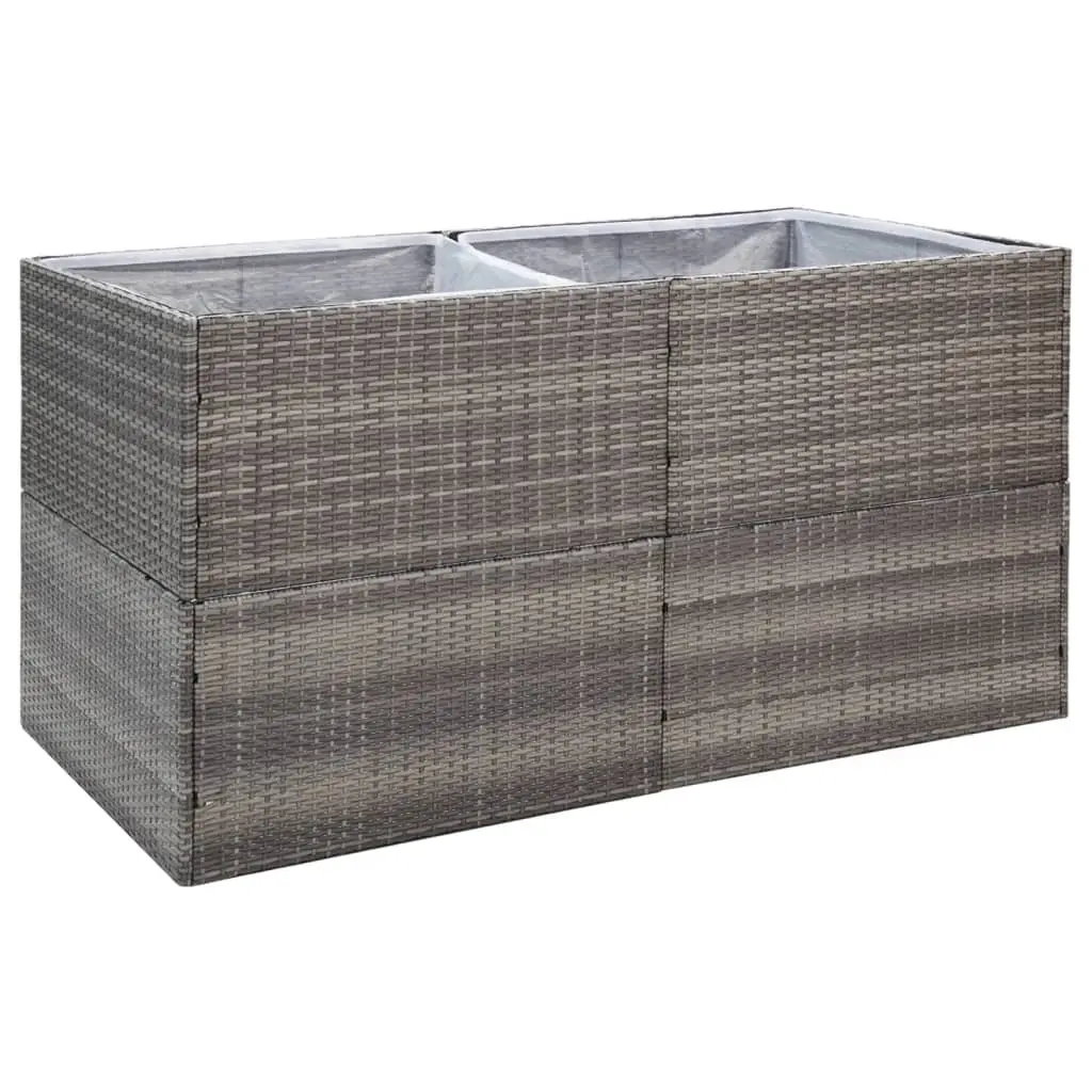 Garden Planter Grey 157x80x80 cm Poly Rattan 319178 - Home & Garden