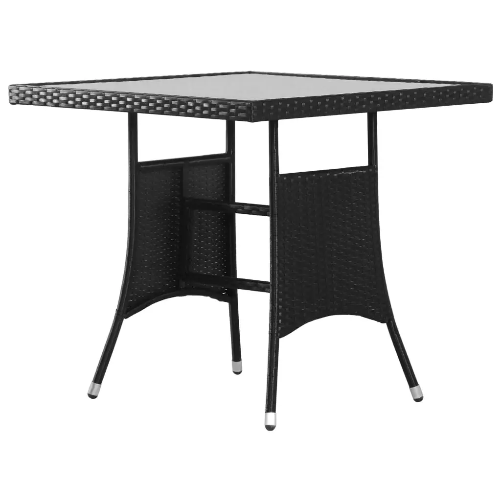 Garden Table Black 80x80x74 cm Poly Rattan 318712 - Furniture