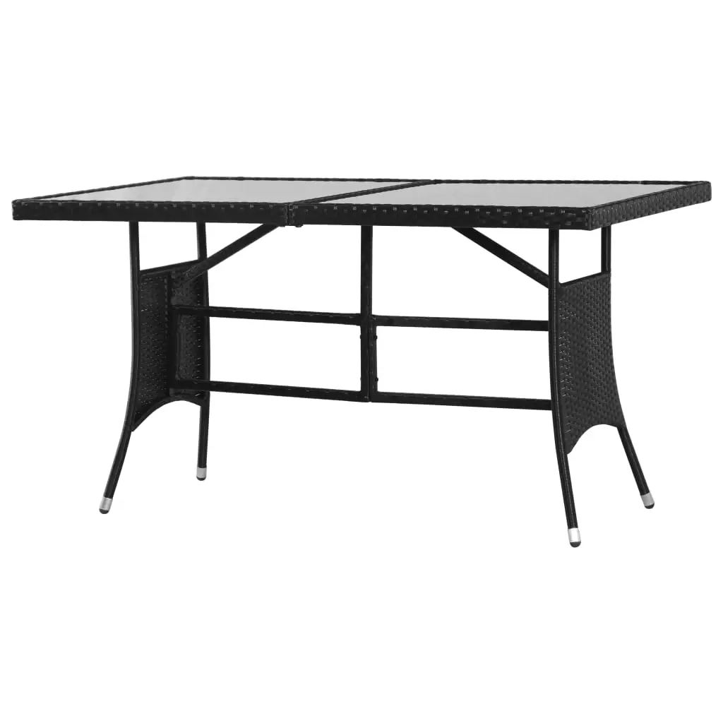 Garden Table Black 140x80x74 cm Poly Rattan 318713 - Furniture