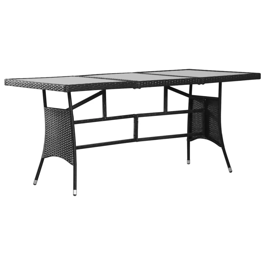 Garden Table Black 170x80x74 cm Poly Rattan 318714 - Furniture