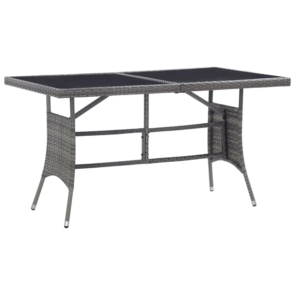 Garden Table Grey 140x80x74 cm Poly Rattan 318716 - Furniture