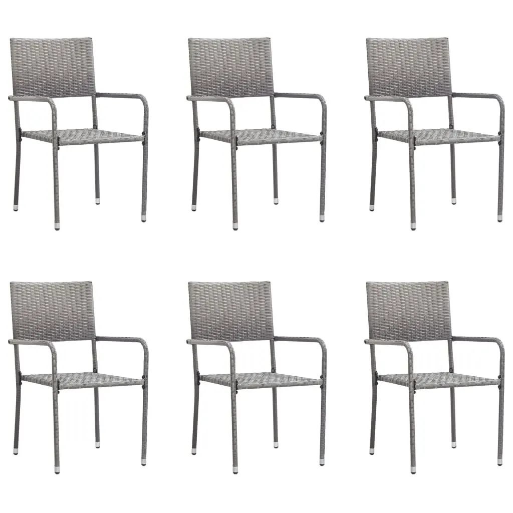 Garden Dining Chairs 6 pcs Stackable Grey Poly Rattan 318723 - Furniture