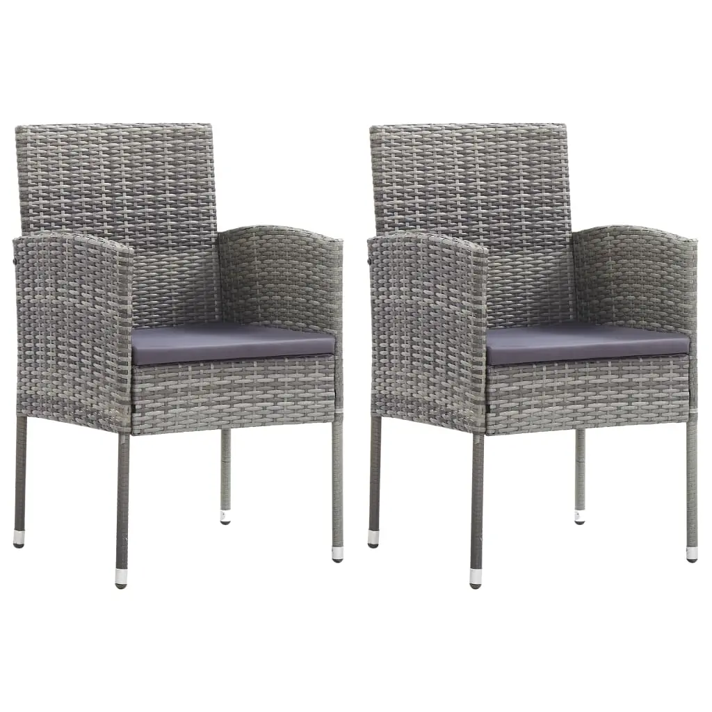 Garden Chairs with Dark Grey Cushions 2 pcs Grey Poly Rattan 318725 - Furniture