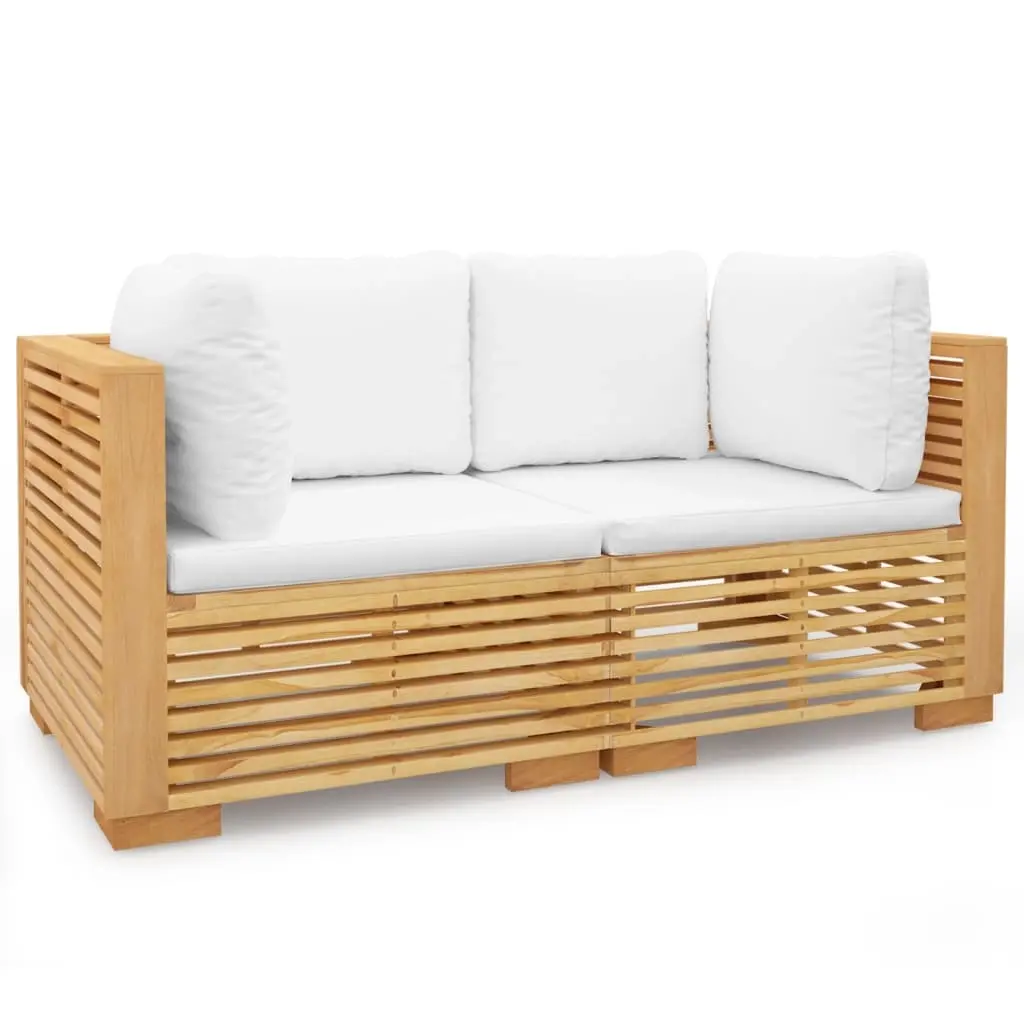 Garden Corner Sofas with Cushions 2 pcs Solid Wood Teak 3100863 - Furniture