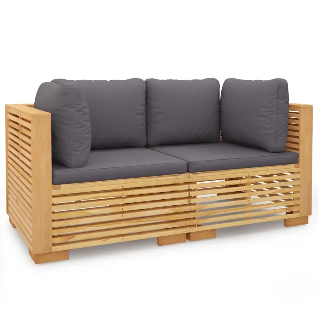 Garden Corner Sofas with Cushions 2 pcs Solid Wood Teak 3100864 - Furniture