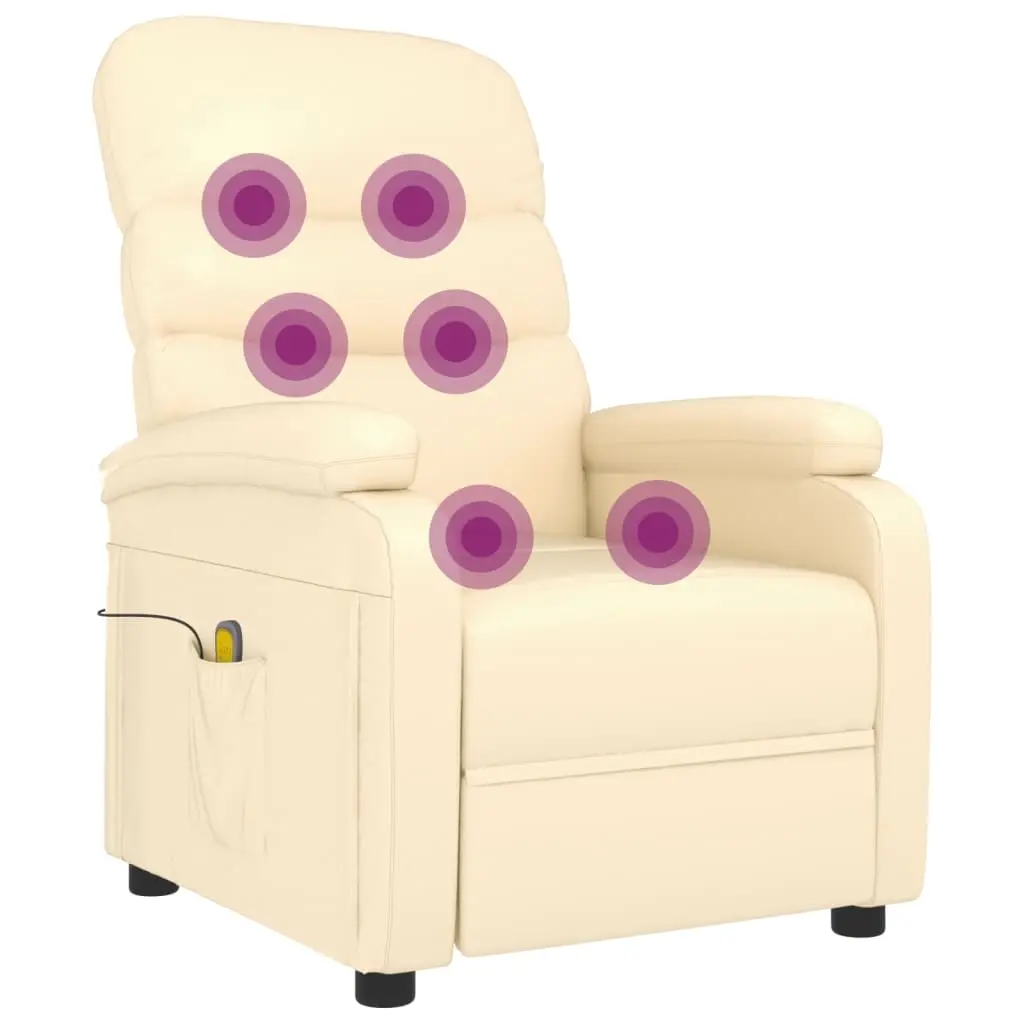 Massage Chair Cream Faux Leather 342694 - Furniture
