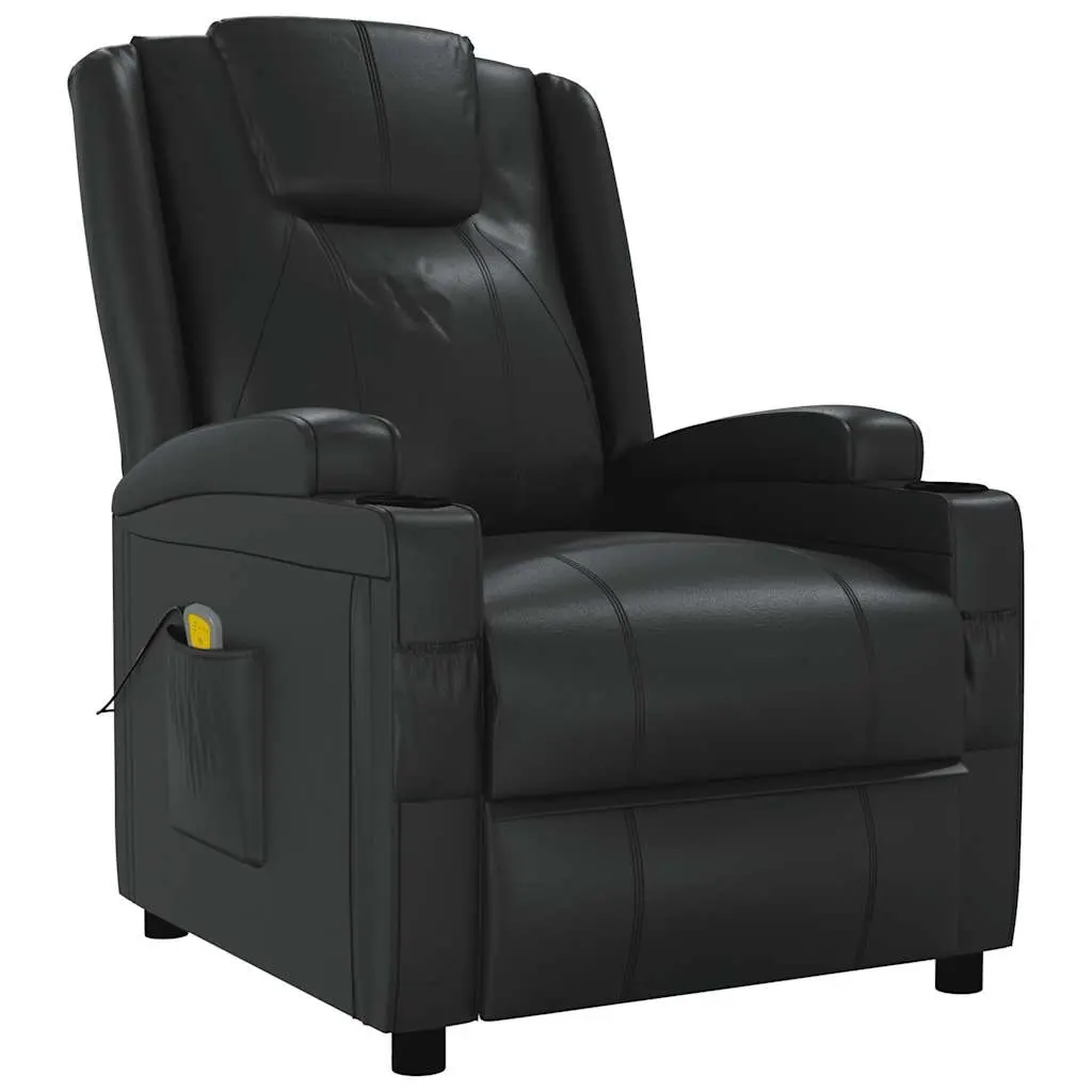 Massage Chair Black Faux Leather 342712 - Furniture