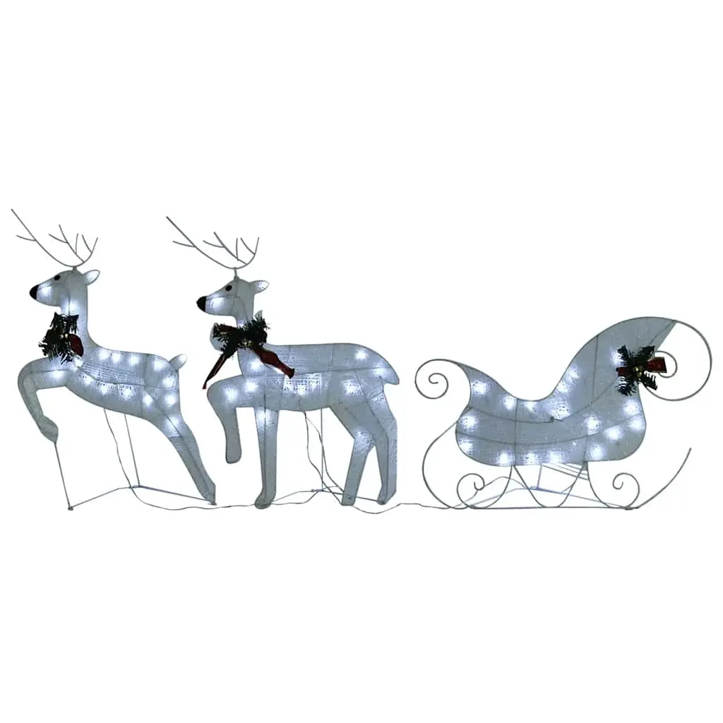 Reindeer & Sleigh Christmas Decoration 60 LEDs Outdoor White 342682 - Up to 60% Off Christmas Decoration Specials
