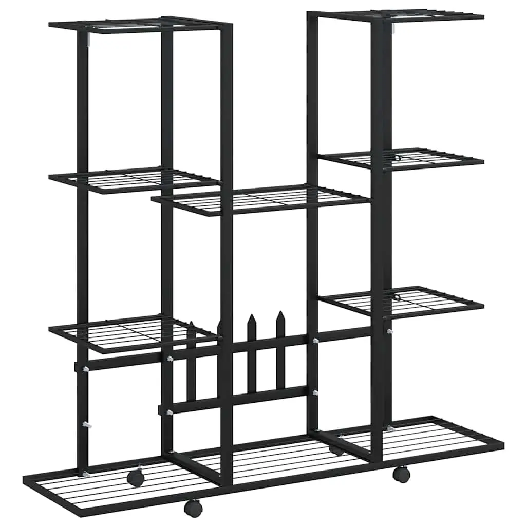 Flower Stand with Wheels 94.5x24.5x91.5 cm Black Iron 343121 - Home & Garden