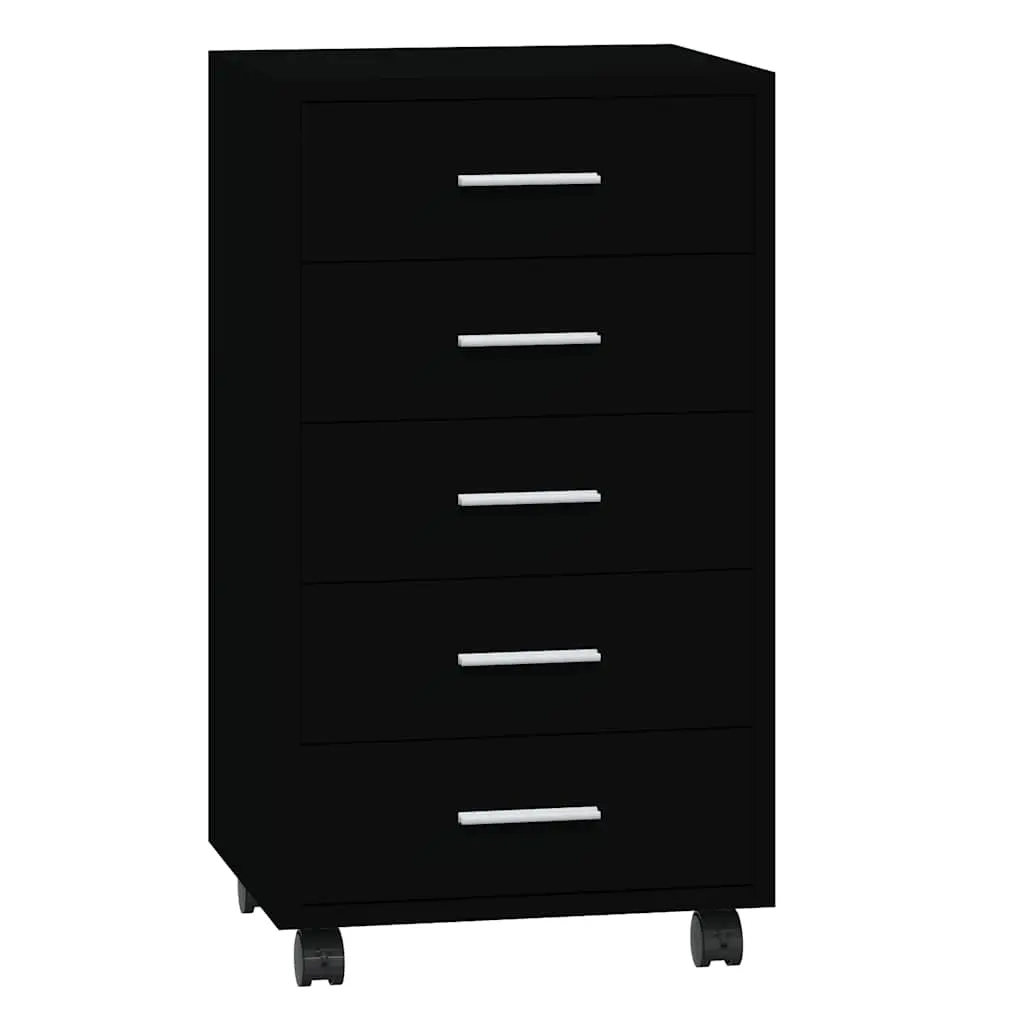 Drawer Cabinet with Castors Black Engineered Wood 342671 - Furniture