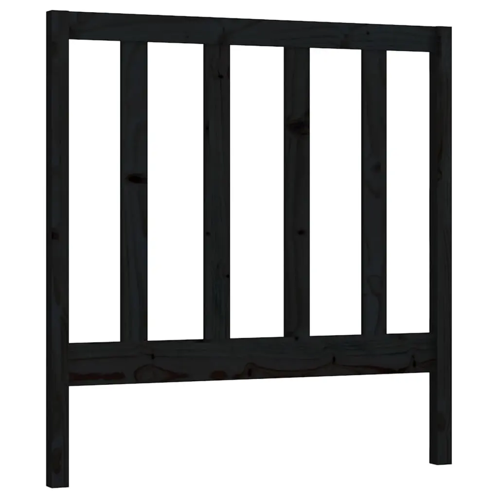 Bed Headboard Black 96 cm Solid Wood Pine 817674 - Furniture