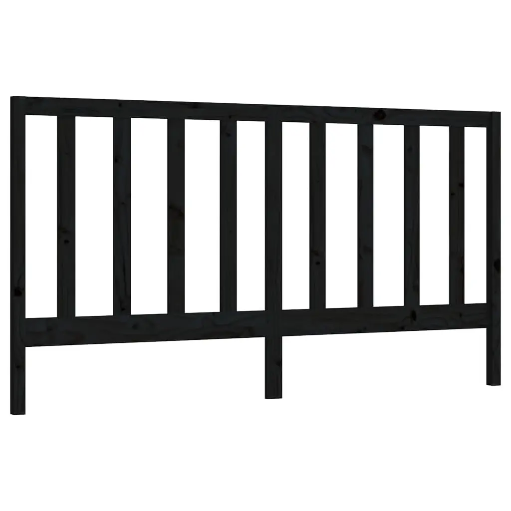 Bed Headboard Black 186 cm Solid Wood Pine 817709 - Furniture