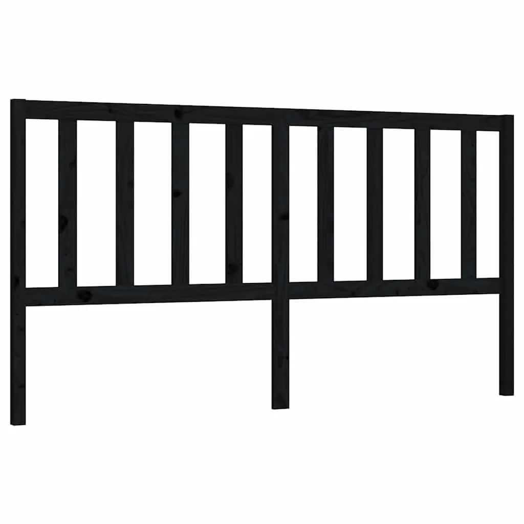 Bed Headboard Black 186 cm Solid Wood Pine 817759 - Furniture