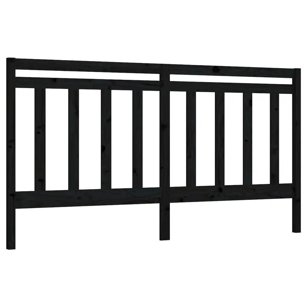 Bed Headboard Black 186 cm Solid Wood Pine 817809 - Furniture