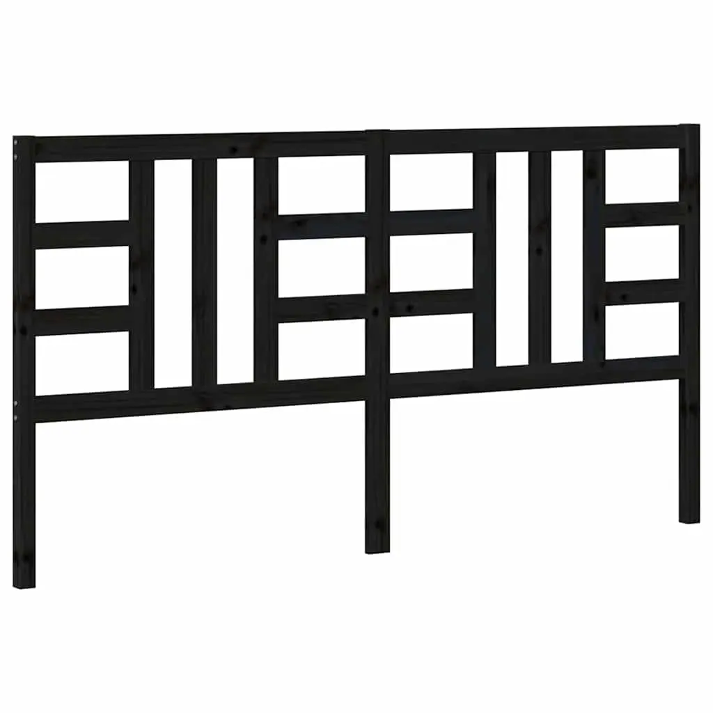 Bed Headboard Black 186 cm Solid Wood Pine 817859 - Furniture