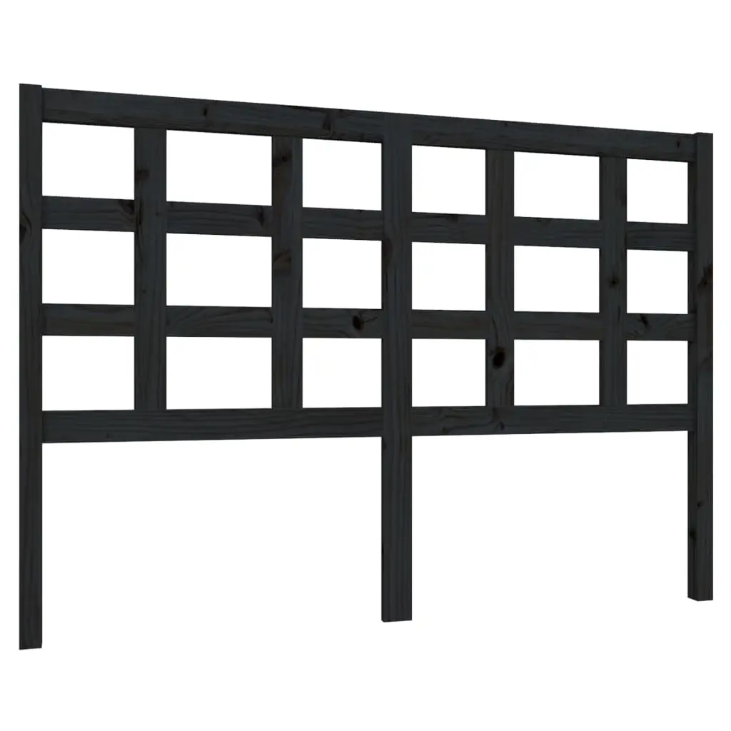 Bed Headboard Black 140.5 cm Solid Wood Pine 817889 - Furniture