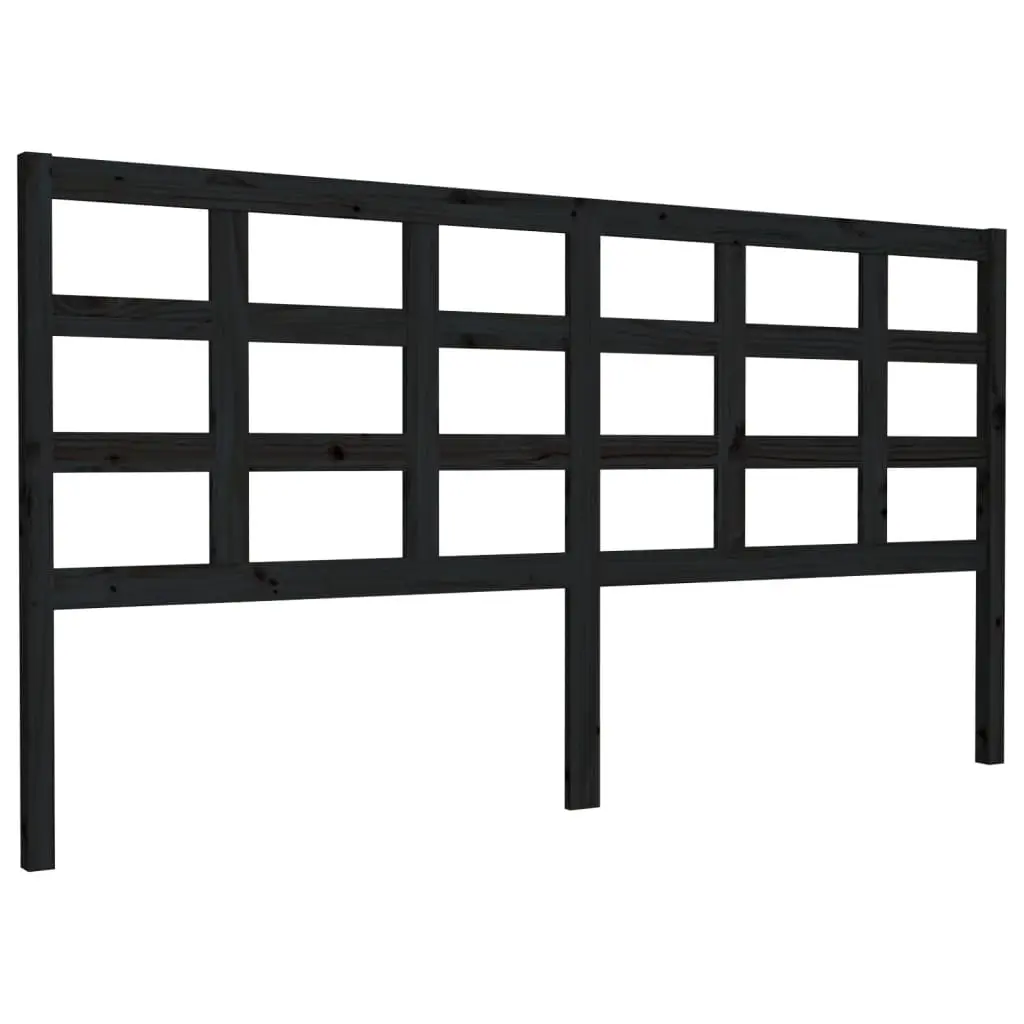 Bed Headboard Black 185.5 cm Solid Wood Pine 817909 - Furniture