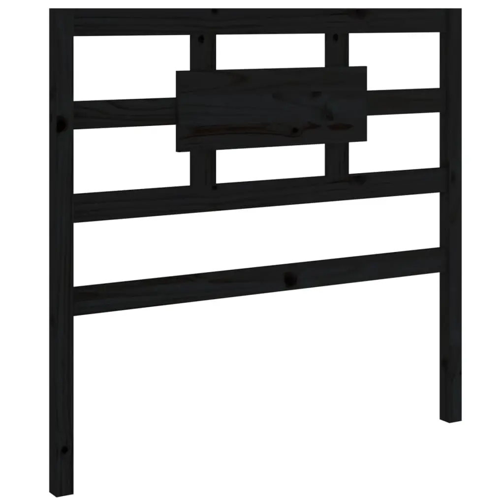 Bed Headboard Black 95.5 cm Solid Wood Pine 818024 - Furniture
