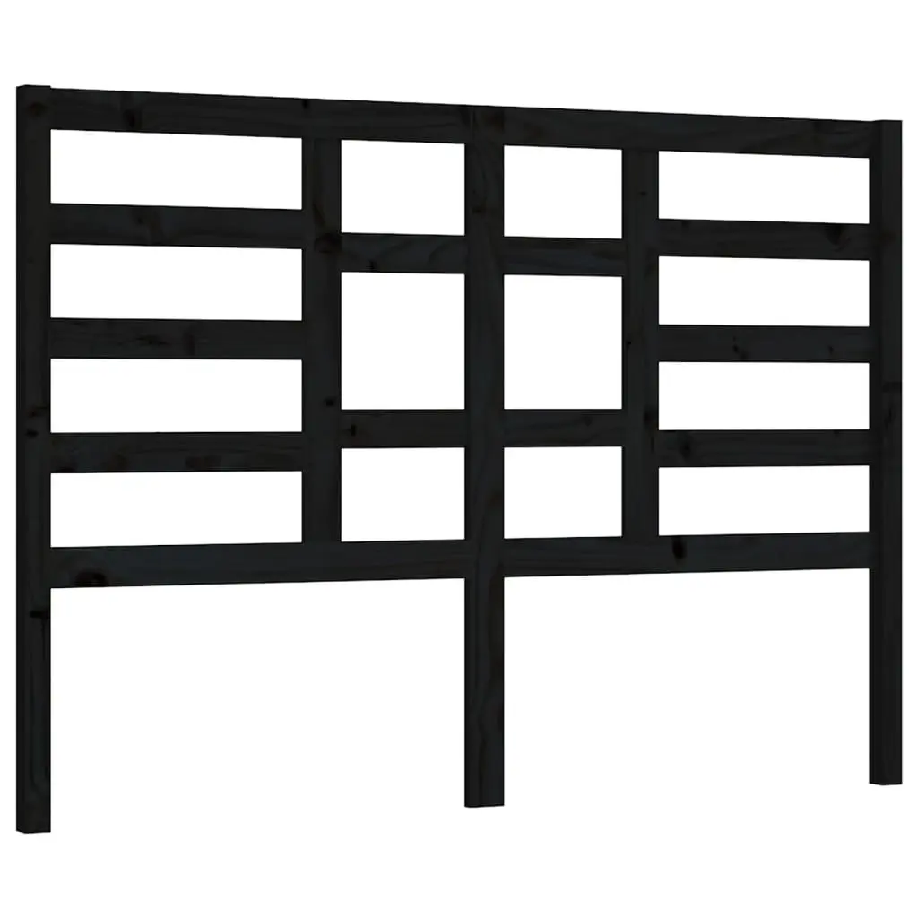 Bed Headboard Black 141 cm Solid Wood Pine 818139 - Furniture