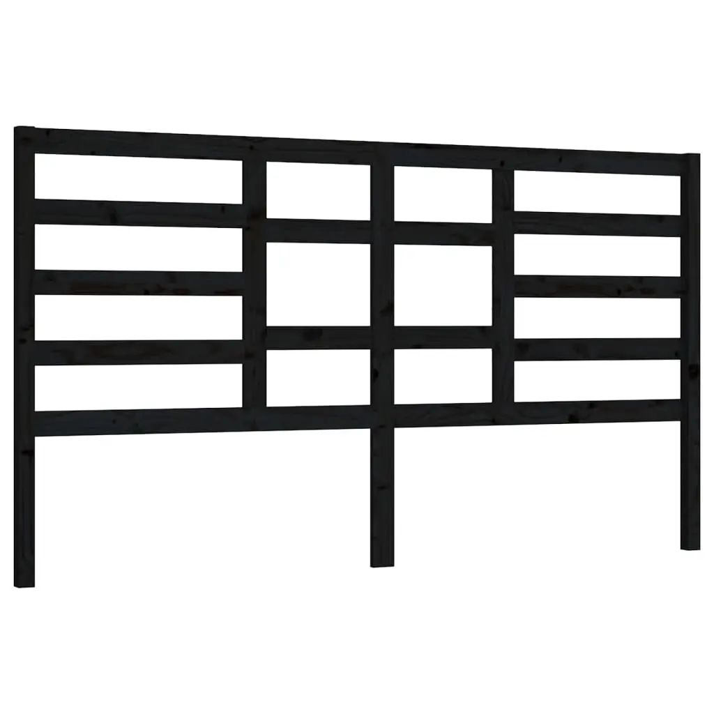 Bed Headboard Black 186 cm Solid Wood Pine 818159 - Furniture