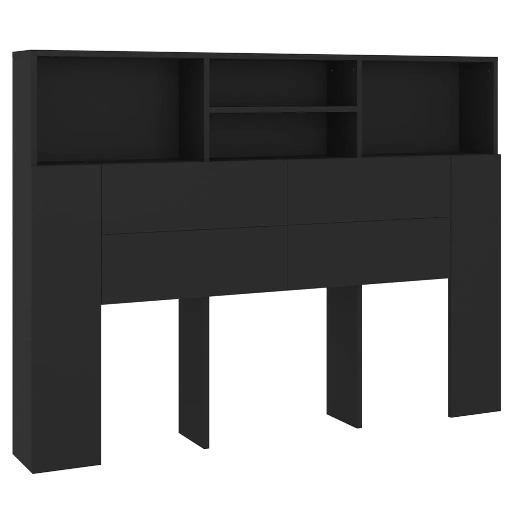 Headboard Cabinet Black 140 cm 811863 - Furniture