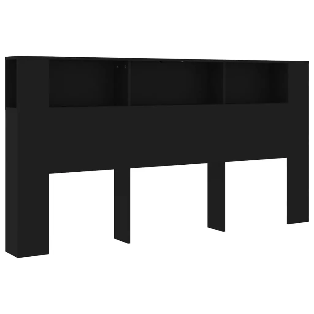 Headboard Cabinet Black 200 cm 811953 - Furniture