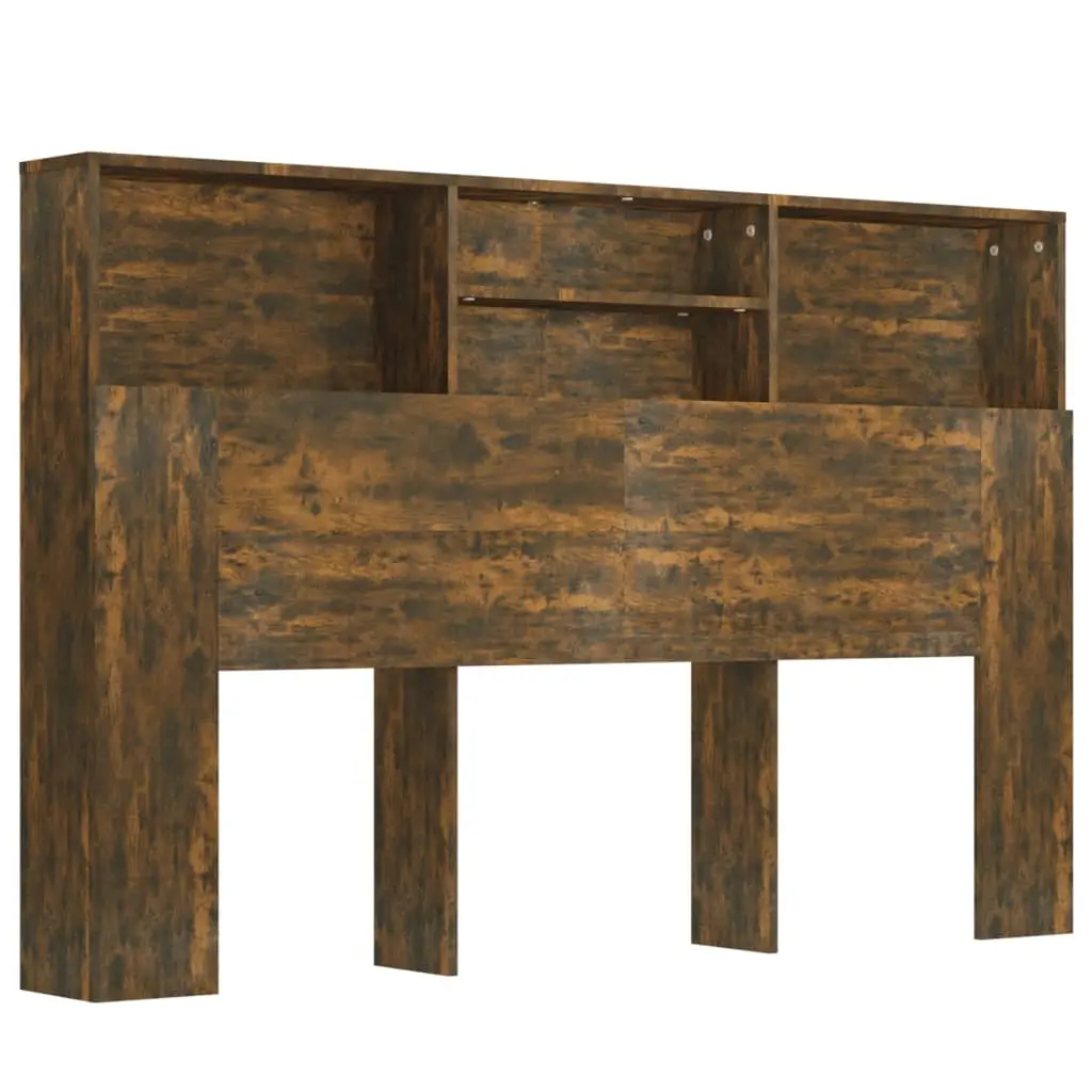 Headboard Cabinet Smoked Oak 160 cm 817252 - Top Selling Beds