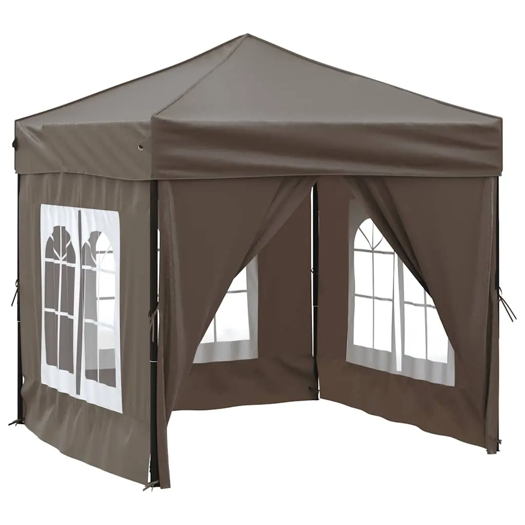 Folding Party Tent with Sidewalls Taupe 2x2 m 93505 - Home & Garden