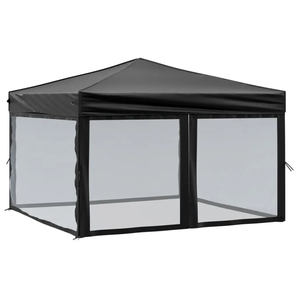 Folding Party Tent with Sidewalls Black 3x3 m 93532 - Home & Garden