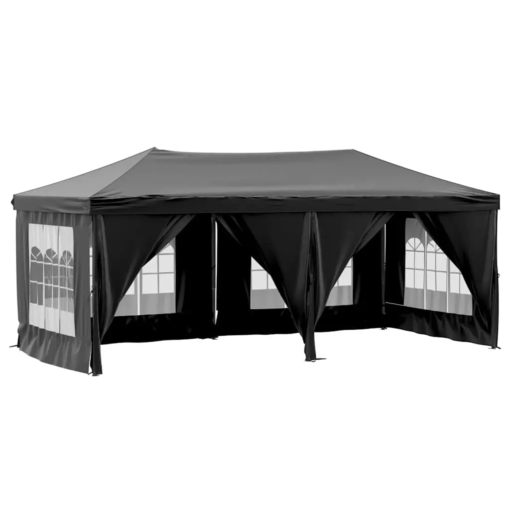Folding Party Tent with Sidewalls Black 3x6 m 93546 - Home & Garden