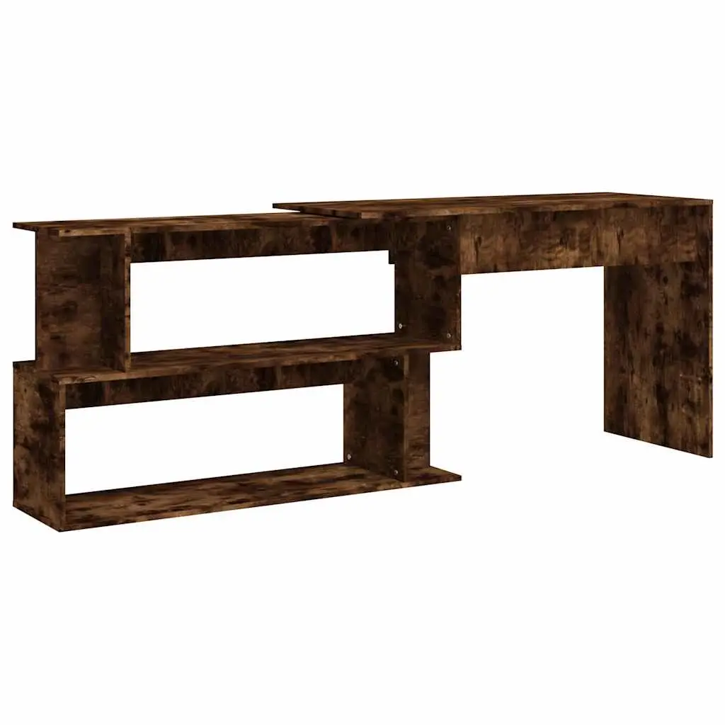 Corner Desk Smoked Oak 200x50x76 cm Engineered Wood 815423 - Furniture