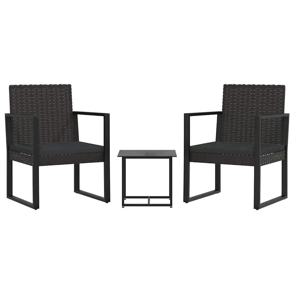 3 Piece Garden Lounge Set with Cushions Black Poly Rattan 319198 - Furniture