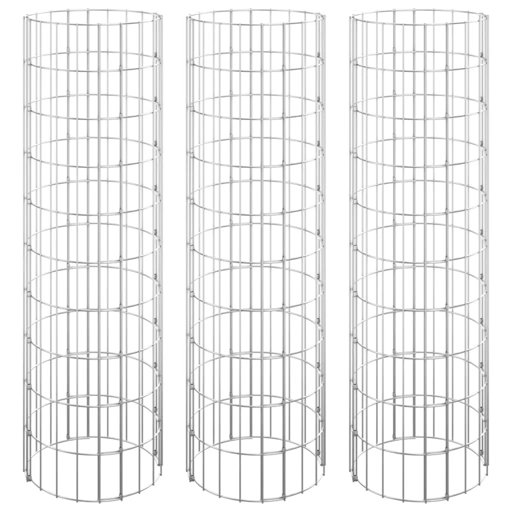 Circular Gabion Raised Beds 3 pcs Galvanised Steel Ø30x100 cm 152020 - Home & Garden