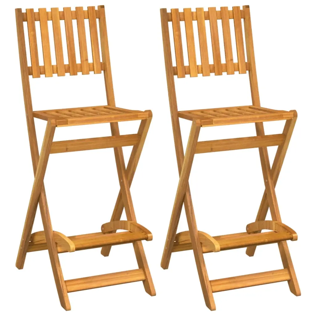 Folding Outdoor Bar Stools 2 pcs Solid Wood Acacia 319188 - Furniture