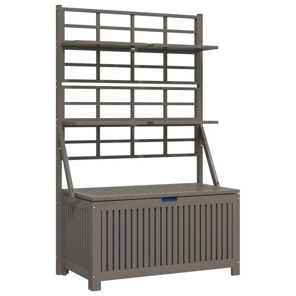 Storage Box with Trellis Grey 99x50x160 cm Solid Wood Acacia 318761 - Outdoor Storage Boxes - Up to 60% off