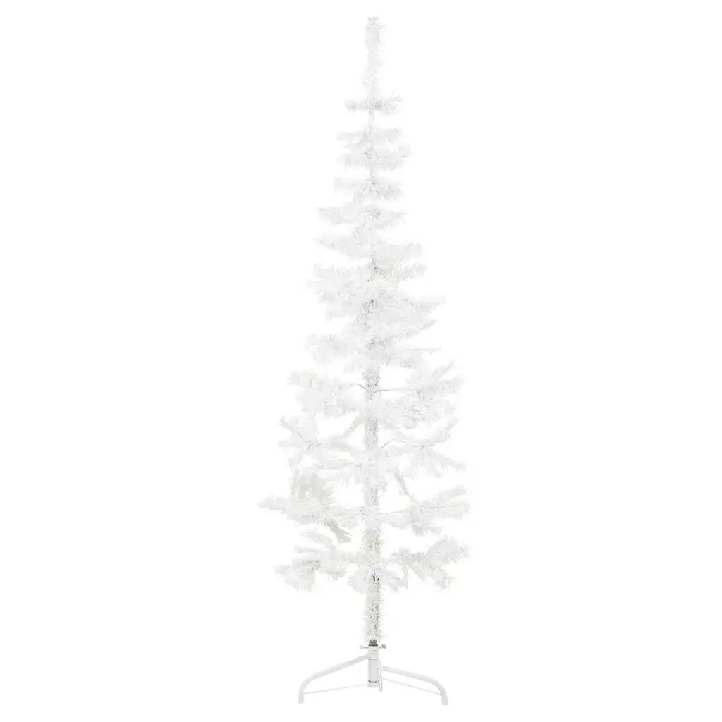 Slim Artificial Half Christmas Tree with Stand White 150 cm 344565 - Home & Garden
