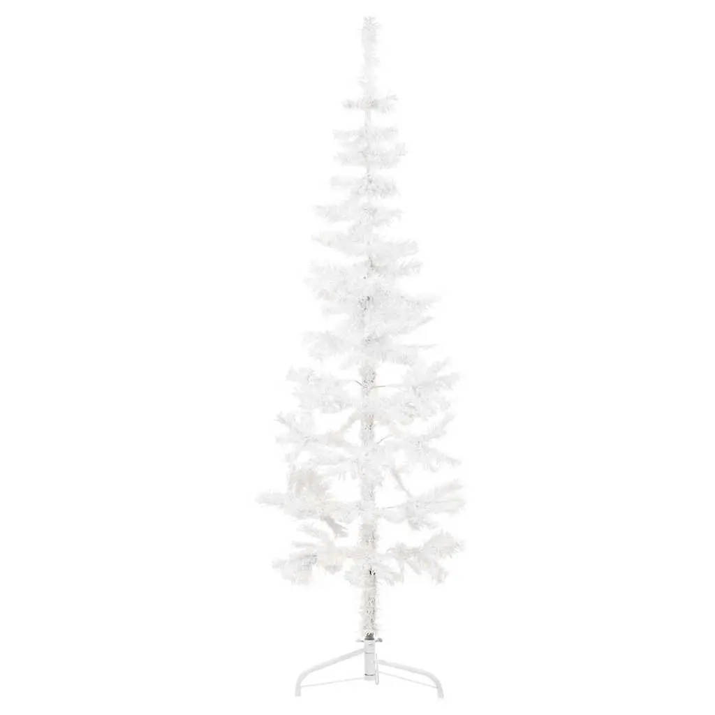 Slim Artificial Half Christmas Tree with Stand White 180 cm 344566 - Home & Garden