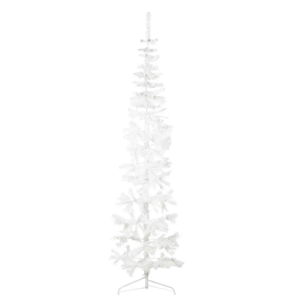 Slim Artificial Half Christmas Tree with Stand White 210 cm 344567 - Home & Garden